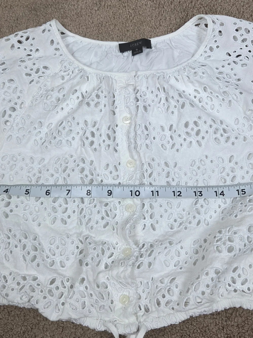 Women’s White Eyelet Button-Front Blouse